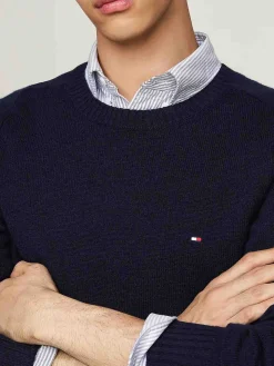 Maglia Girocollo Blu Navy Con Mini Logo