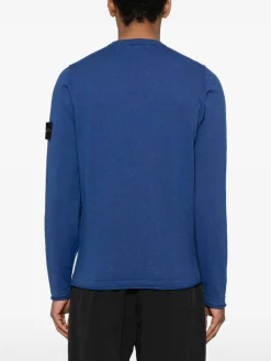 Maglione a maniche lunghe di cotone blu