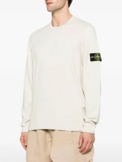 Maglione a maniche lunghe in cotone beige