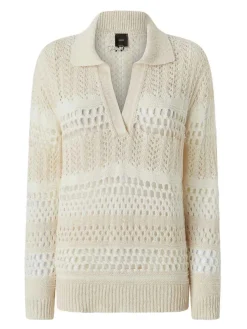 Maglione beige e pizzo bianco