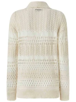 Maglione beige e pizzo bianco