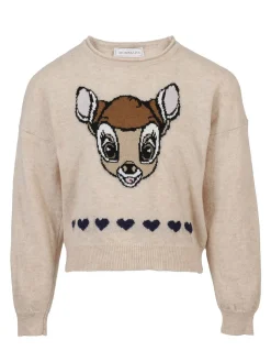 Maglione con cerbiatto intarsiato