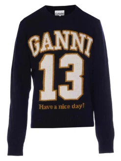 Maglione di mix di lana grafica blu
