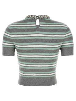 Maglione in cristallo a strisce grigio