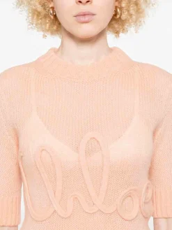 Maglione logo in lana alpaca e maglia di seta