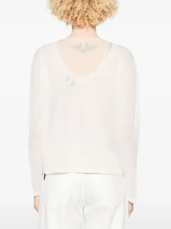 Maglione semi-trasparente in cotone bianco