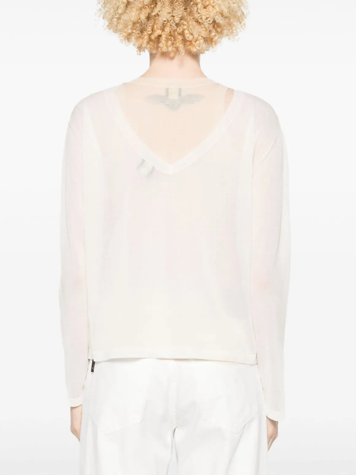 Maglione semi-trasparente in cotone bianco
