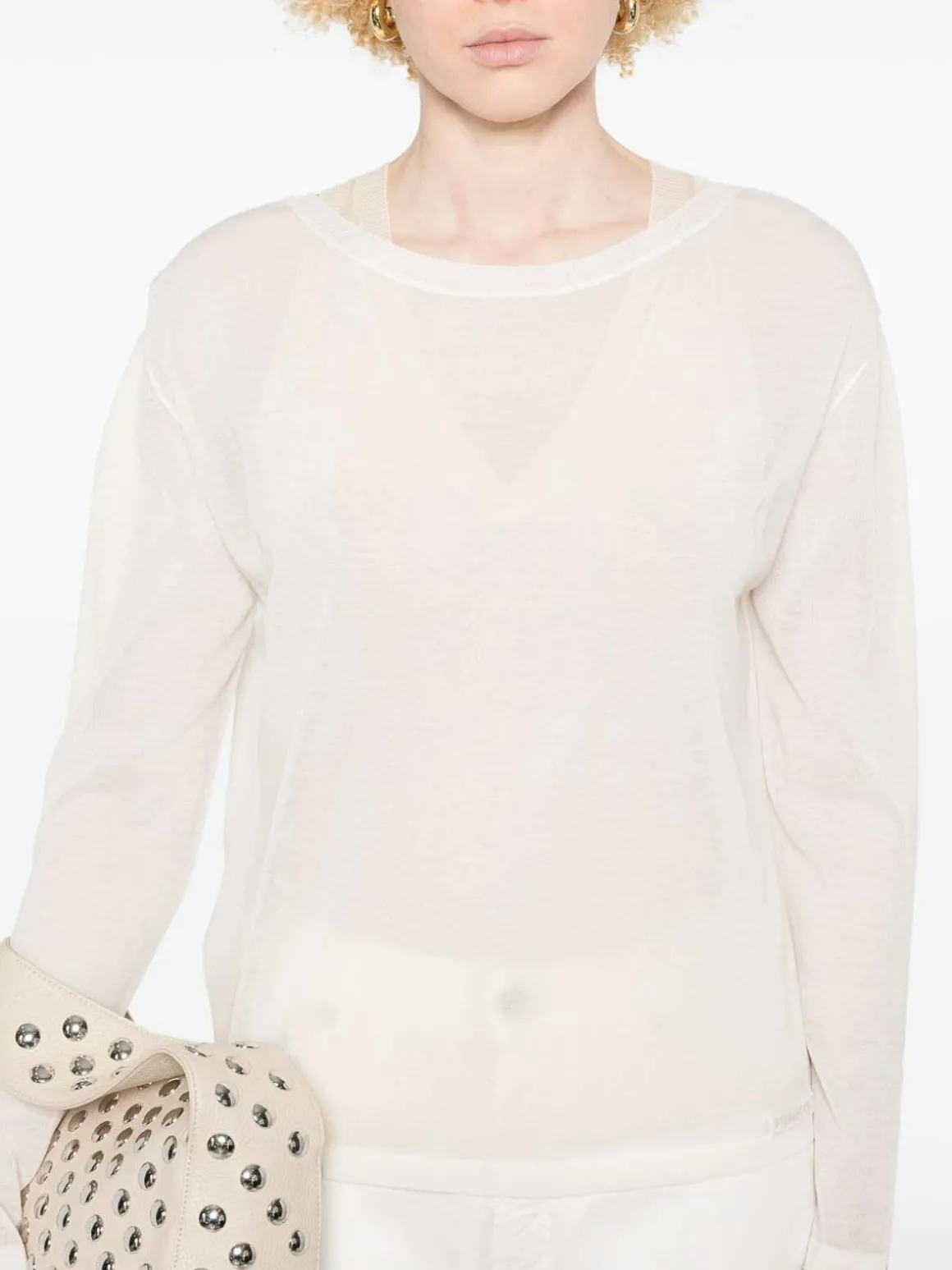 Maglione semi-trasparente in cotone bianco