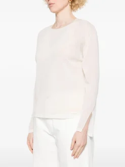 Maglione semi-trasparente in cotone bianco