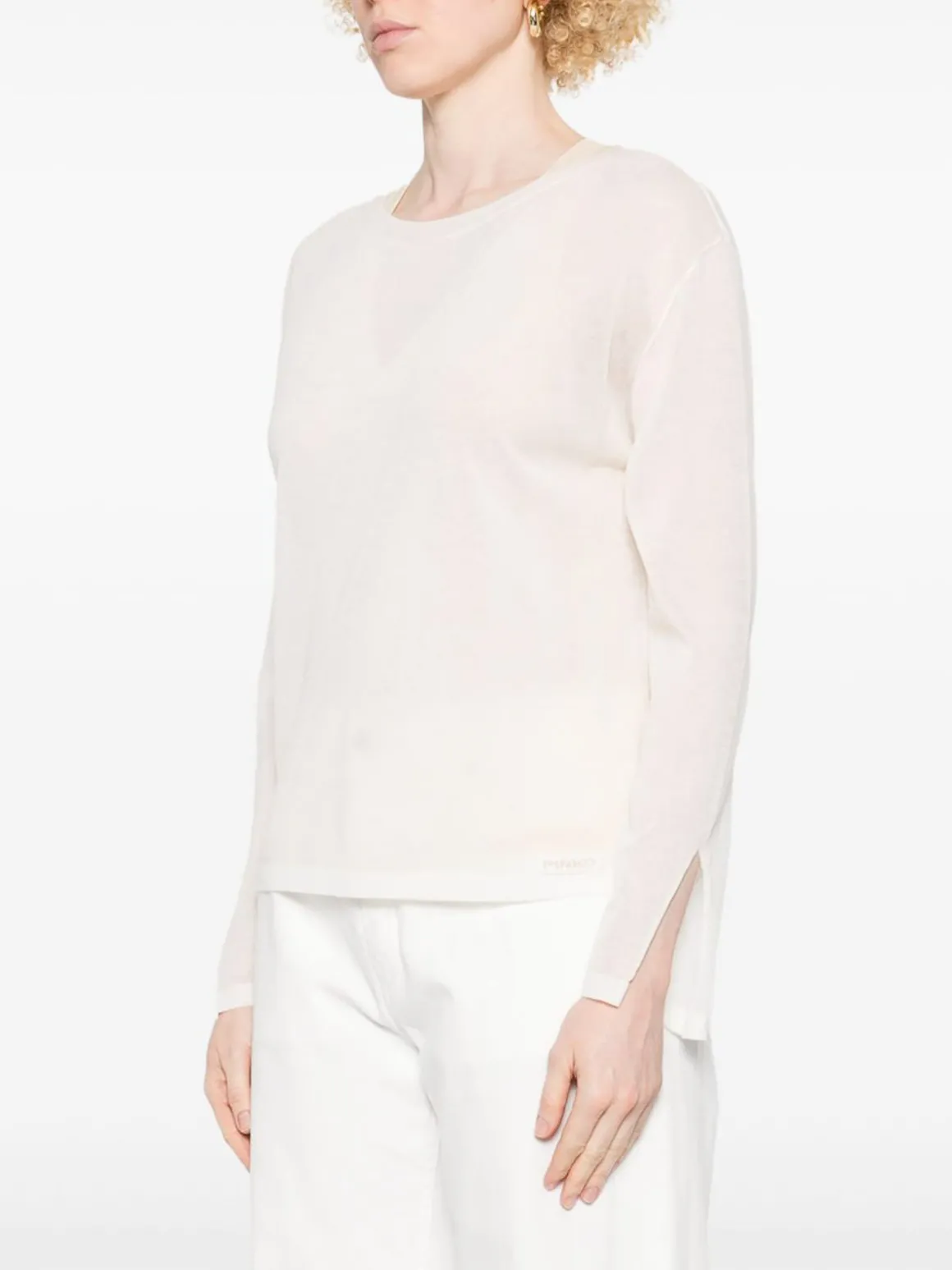 Maglione semi-trasparente in cotone bianco