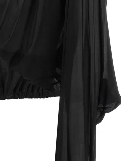 Maglione tunico con cappuccio ritagliato