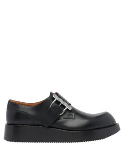 McQueen Black T Buckle mocassini