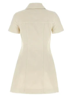 Mini abito in denim con colletto crema