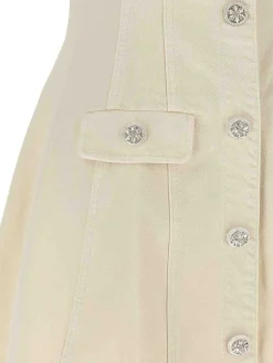Mini abito in denim con colletto crema