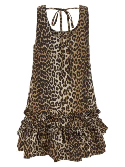 Mini abito poplin di cotone leopardo