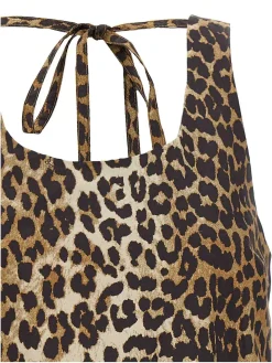 Mini abito poplin di cotone leopardo