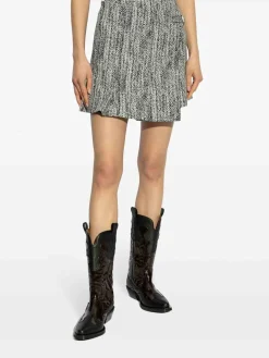 Mini gonna in avvolgimento in tweed di cotone