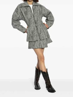 Mini gonna in avvolgimento in tweed di cotone