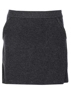 Mini gonna in maglia grigia