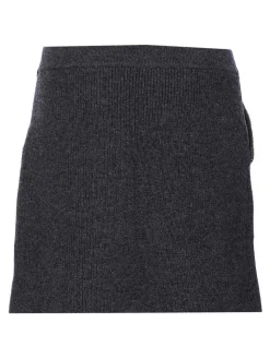 Mini gonna in maglia grigia