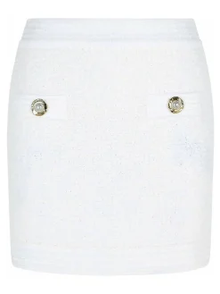 Minigonna della miscela di cotone bianco