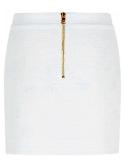 Minigonna della miscela di cotone bianco