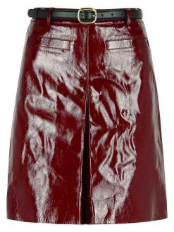 Minigonna in pelle bordeaux
