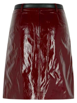 Minigonna in pelle bordeaux