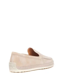 Mocassini beige logo punta tonda