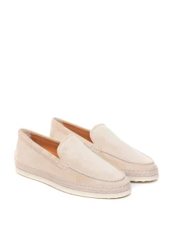 Mocassini beige logo punta tonda