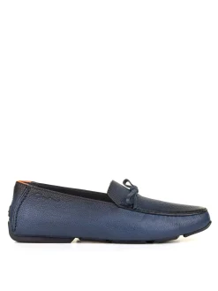 Mocassino Blu In Pelle