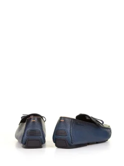 Mocassino Blu In Pelle