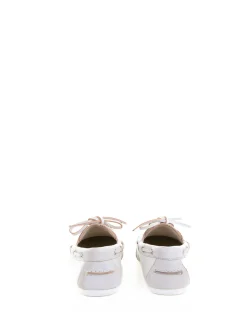 Mocassino Da Barca Donna Bianco In Pelle