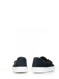 Mocassino in camoscio Blu E Fondo Gomma