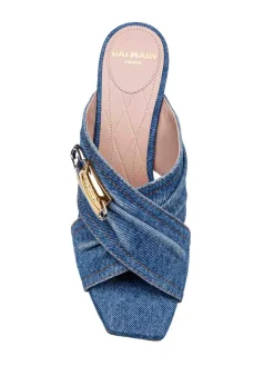 Mule Safety In Tessuto Denim Con Spilla