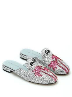 Mules Suite Life in argento glitter