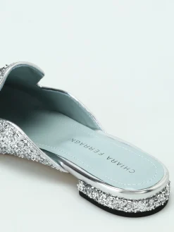 Mules Suite Life in argento glitter