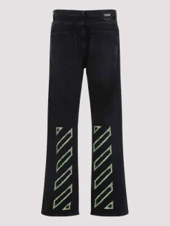 Off jeans rilassati con diag bianco