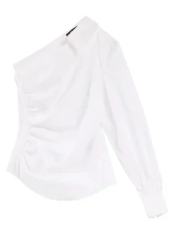 One Shoulder Popeline Blouse