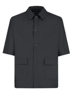 Overshirt a maniche corte nero