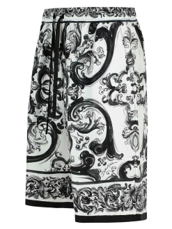 Pantaloncini di bermuda di seta nera maiolica