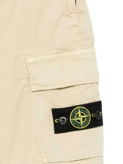 Pantaloncini di cotone beige con logo