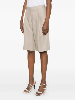 Pantaloncini di lino in taupe