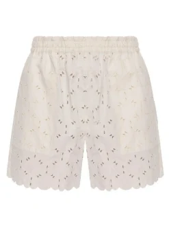 Pantaloncini ricamati in cotone avorio