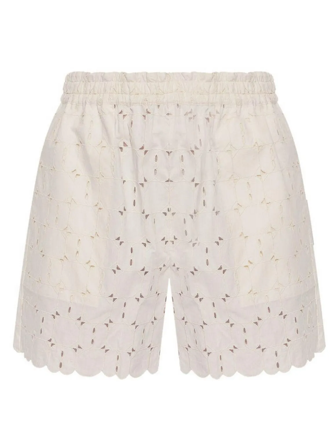 Pantaloncini ricamati in cotone avorio