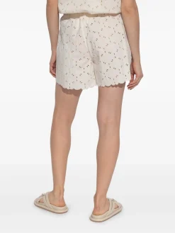 Pantaloncini ricamati in cotone avorio