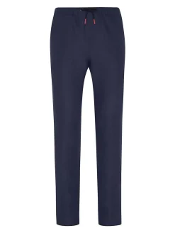 Pantaloni a gamba dritta di lino blu navy