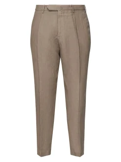 Pantaloni a pieghe di lino