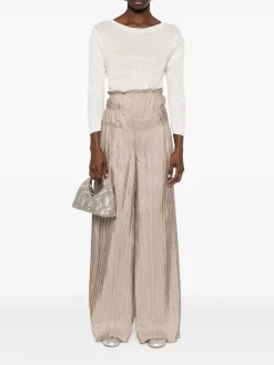 Pantaloni a vita alta beige