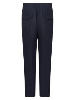 Pantaloni affusolati di gabardina blu scuro